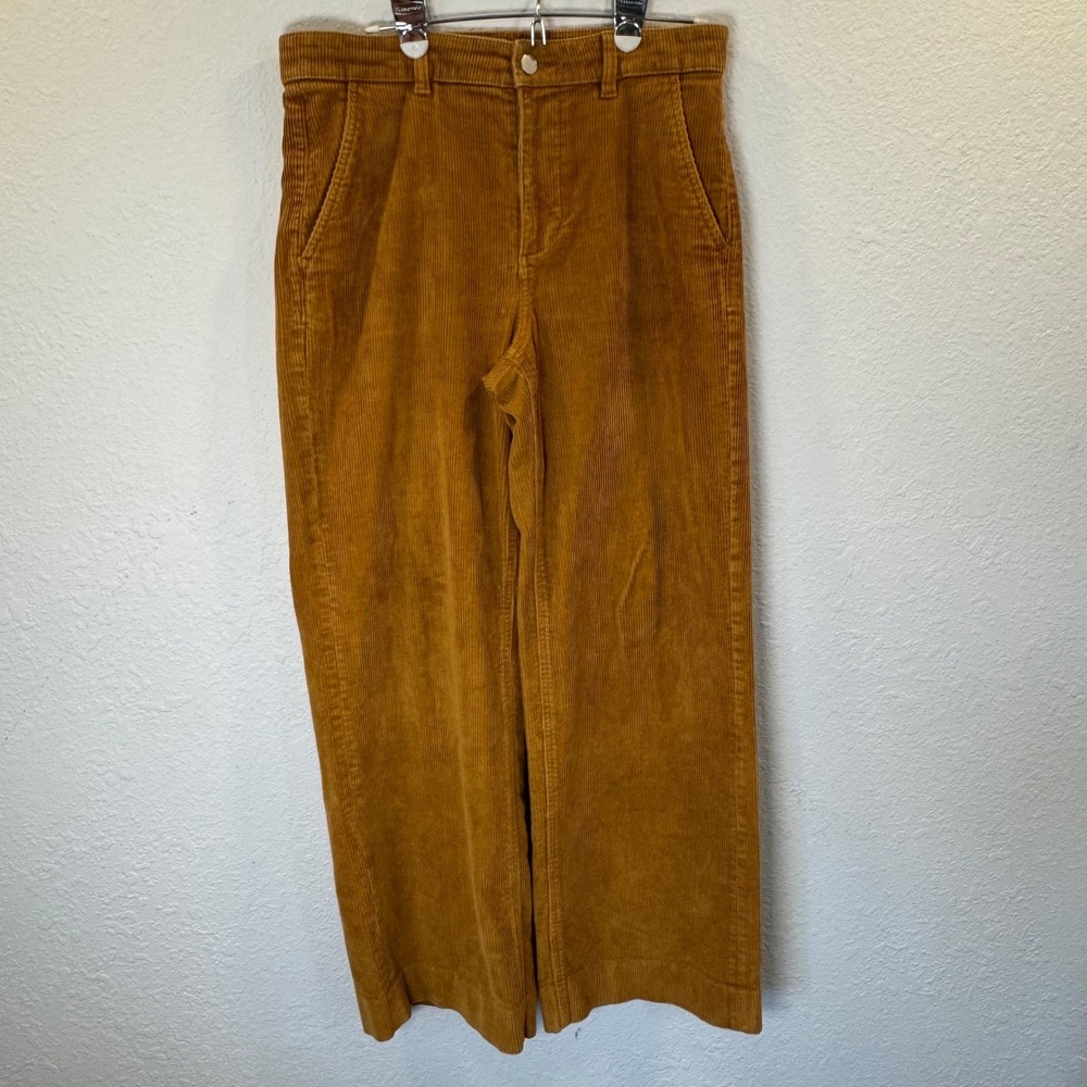 Everlane Wide Leg Corduroy Pants Ochre Mustard Yellow High Rise Size 10